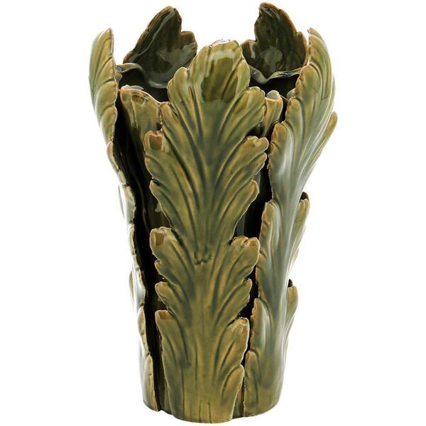 Vaso Cherrie Em Cerâmica Verde Home & Co Único 33x21cm