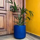 Vaso Cilindro Para Plantas De Polietileno 40cm Redondo - Azul