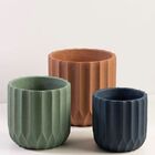 Vaso Cimento Linhas Terracota