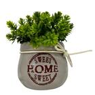 Vaso Cinza De Cerâmica Sweet Home Com Detalhe Corda