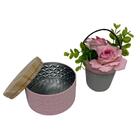 Vaso Com Alça Em Courino E Lata Rosa Multiúso