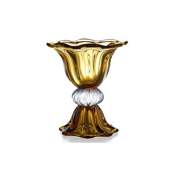 Vaso Com Base Em Murano São Marcos 34x33cm Âmbar