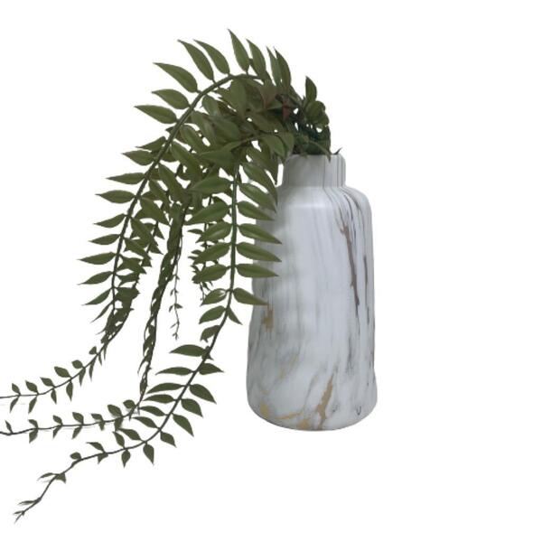 Vaso Com Detalhe Marmorizado Metálico Com Planta Caída