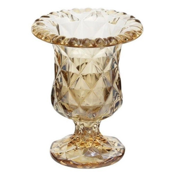 Vaso Com Pe Em Vidro Ambar Diamond 14 5x11 5cm Lyor 7757