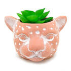 Vaso Com Planta Cabeça Onça Barro - Pequeno