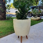 Vaso com Tripé de Madeira 40cm Bege