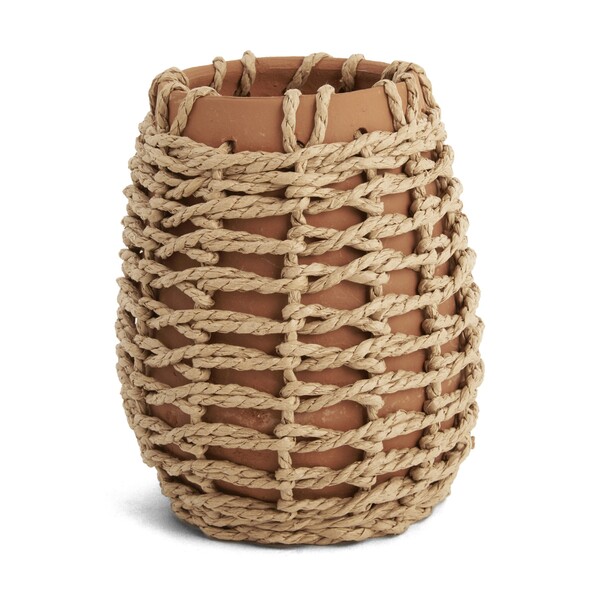 Vaso Comum de Cerâmica Marrom Grande 18,5x15x15cm Mart