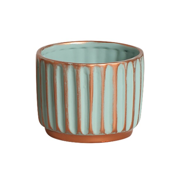 Vaso Comum de Cerâmica Verde 8,8x10,5x10,5cm Violeta Cerâmica Artística