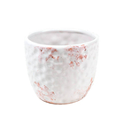 Vaso Comum Médio Cerâmica 14x17cm Branco Floral Atlanta