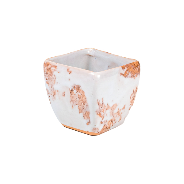 Vaso Comum Pequeno Cerâmica 6,8x7,7cm Branco Floral Atlanta