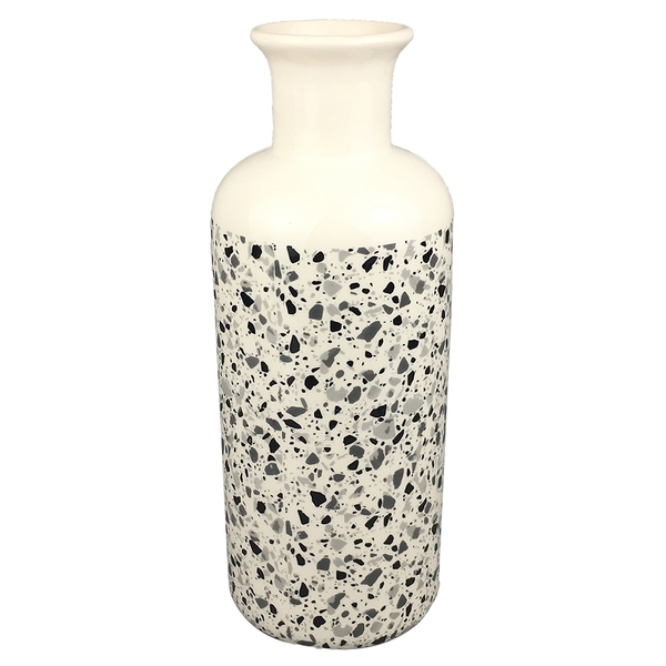 Vaso De Cerâmica Branco Com Desenho Estilo Quartzo 13cm X 13