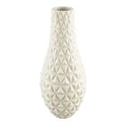 Vaso De Ceramica Branco Com Desenhos Em Textura 10 5cm X 10