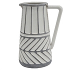 Vaso De Ceramica Cinza Com Detalhes Etnicos 17 5cm X 13 5 X