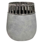 Vaso De Ceramica Cinza E Prata