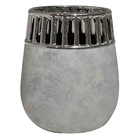 Vaso De Ceramica Cinza E Prata