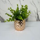 Vaso De Cerâmica Com Trabalhado Rose Gold Decorativo