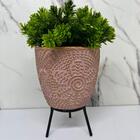 Vaso De Cerâmica Decorativo Artesanal Com Tripé De Metal