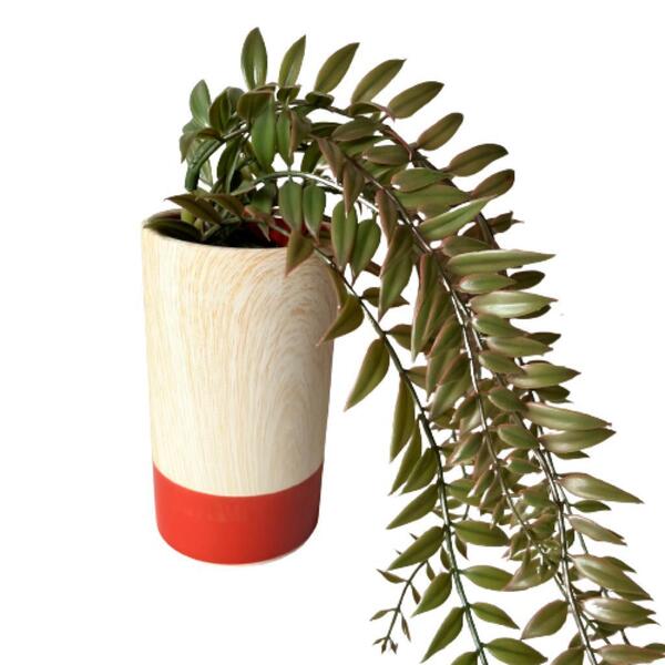 Vaso De Cerâmica Decorativo Com Estampa Amadeirada