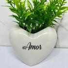 Vaso De Cerâmica Decorativo Em Formato Coração Escrito Amor