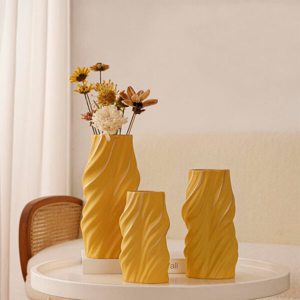 Vaso De Cerâmica Decorativo Para Flores Amarelo Zamlya P 25 Cm