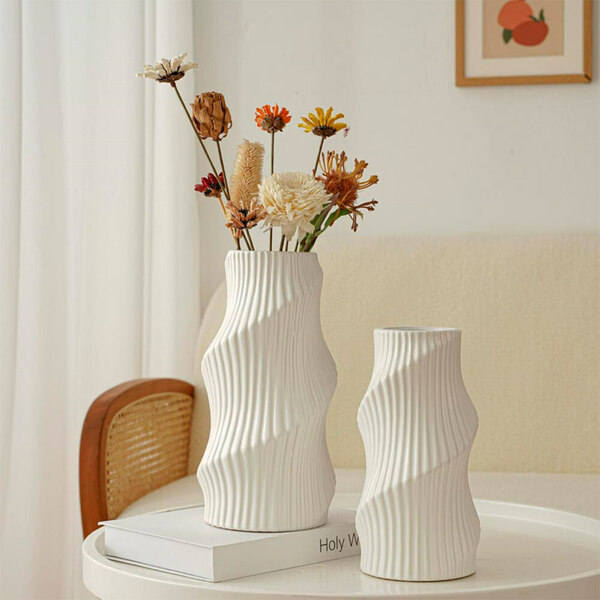 Vaso De Cerâmica Decorativo Para Flores Branco Valoff G 29 Cm