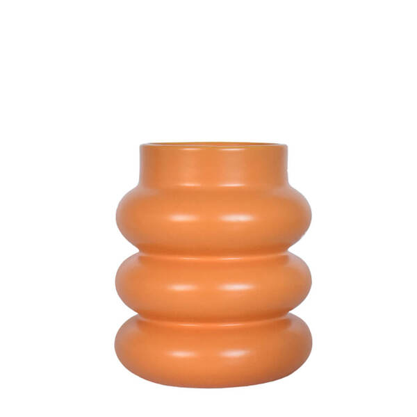 Vaso De Cerâmica Decorativo Para Flores Laranja Border M 20 Cm