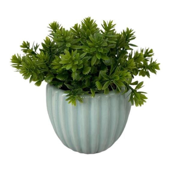 Vaso De Cerâmica Decorativo Verde Claro Com Trabalhado