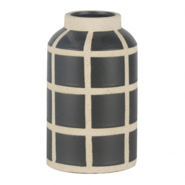 Vaso De Ceramica Geometricos Preto E Branco