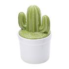 Vaso De Cerâmica Verde 18cm Cactos Prestige