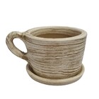 Vaso De Cerâmica Xicara 11 X 15cm Cor Palha