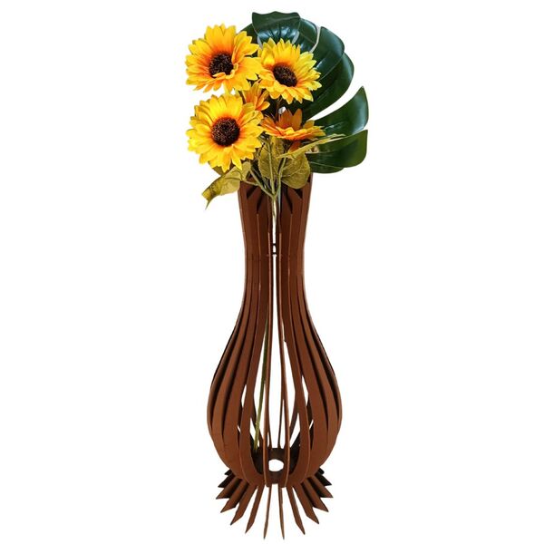Vaso De Chão Decorativo Grande Ana Maria Mdf Marrom 60x18cm