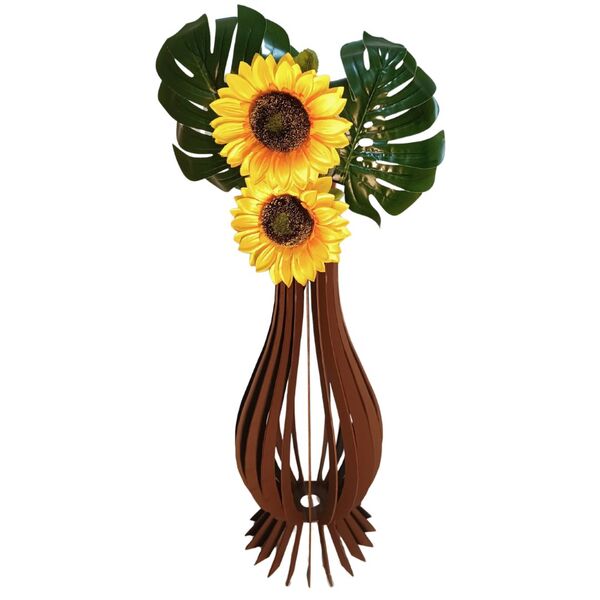 Vaso De Chão Decorativo Grande Ana Maria Mdf Marrom 90x28cm