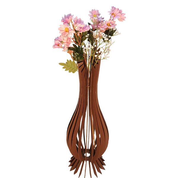 Vaso De Chão Decorativo Grande Ana Maria Mdf Marrom 90x28cm