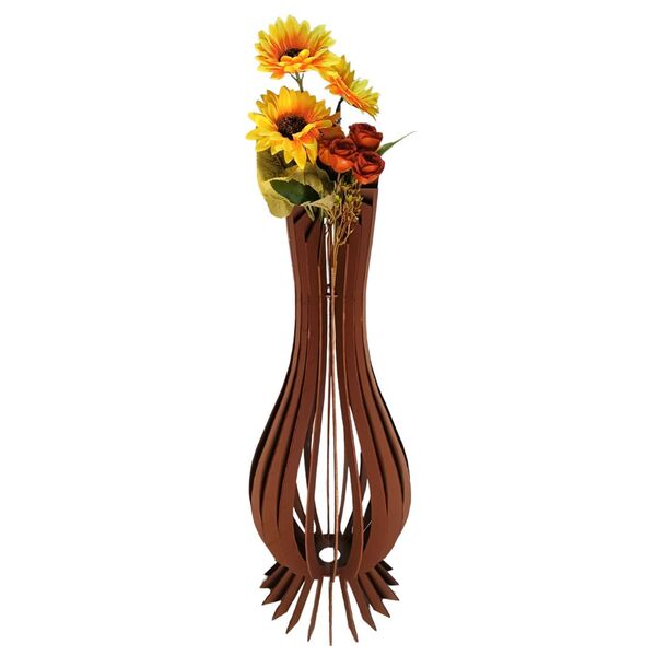 Vaso De Chão Decorativo Grande Ana Maria Mdf Marrom 90x28cm