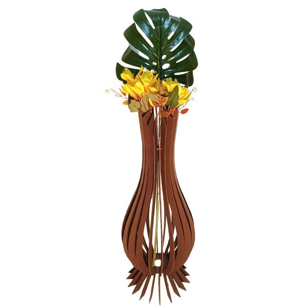 Vaso De Chão Decorativo Grande Ana Maria Mdf Marrom 90x28cm
