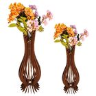 Vaso De Chão Decorativo Grande Ana Maria Mdf Marrom Kit Com 2