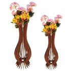 Vaso De Chão Decorativo Grande Ana Maria Mdf Marrom Kit Com 2