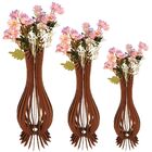 Vaso De Chão Decorativo Grande Ana Maria Mdf Marrom Kit Com 3