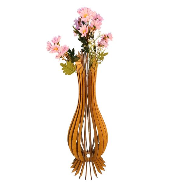 Vaso De Chão Decorativo Grande Ana Maria Mdf Mdf Cru 90x28cm