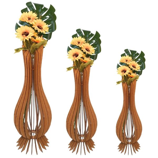 Vaso De Chão Decorativo Grande Ana Maria Mdf Mdf Cru Kit Com