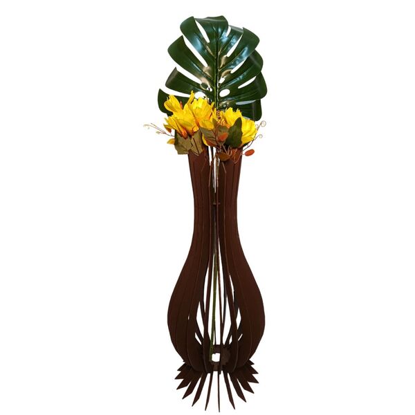 Vaso De Chão Decorativo Grande Ana Maria Mdf Preto 60x18cm