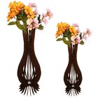 Vaso De Chão Decorativo Grande Ana Maria Mdf Preto Kit Com 2