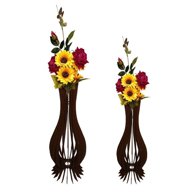 Vaso De Chão Decorativo Grande Ana Maria Mdf Preto Kit Com 2