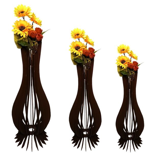 Vaso De Chão Decorativo Grande Ana Maria Mdf Preto Kit Com 3