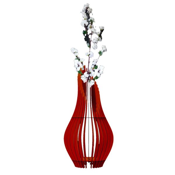 Vaso De Chão Decorativo Grande Andromeda Mdf Marrom 70x25cm