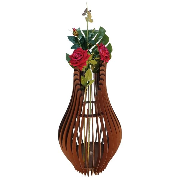 Vaso De Chão Decorativo Grande Andromeda Mdf Marrom 70x25cm