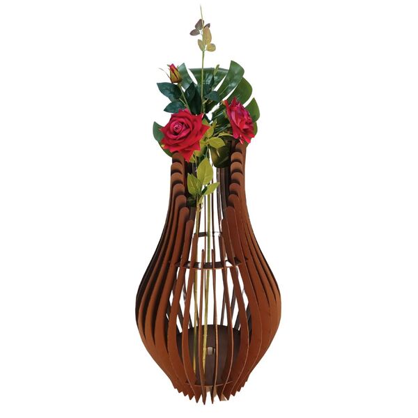 Vaso De Chão Decorativo Grande Andromeda Mdf Marrom 85x30cm