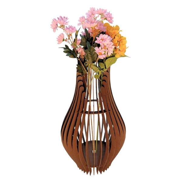 Vaso De Chão Decorativo Grande Andromeda Mdf Marrom 85x30cm