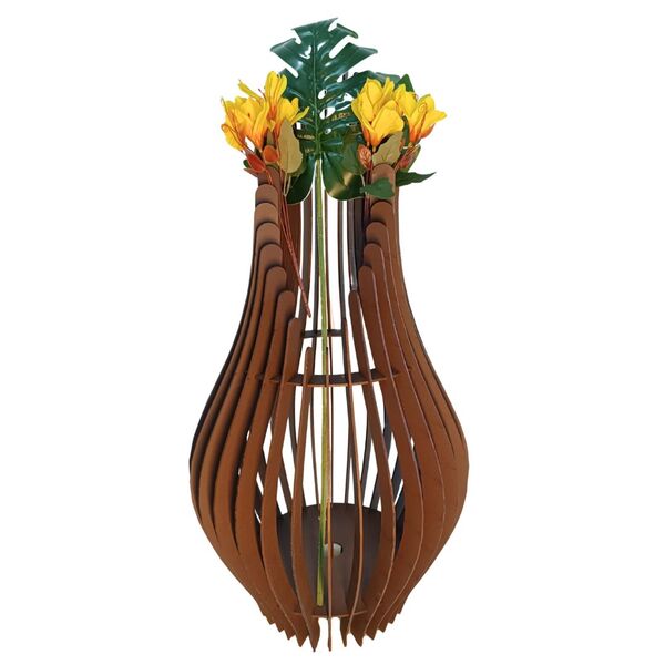 Vaso De Chão Decorativo Grande Andromeda Mdf Marrom 85x30cm