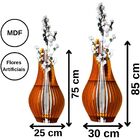 Vaso De Chão Decorativo Grande Andromeda Mdf Marrom Kit Com 2